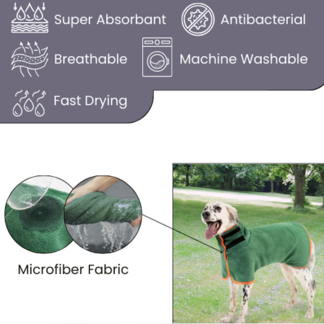 Quick-Dry Microfiber Dog Bathrobe® for All Sizes