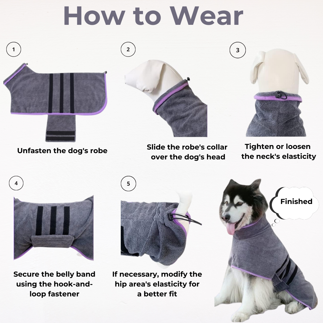 Quick-Dry Microfiber Dog Bathrobe® for All Sizes