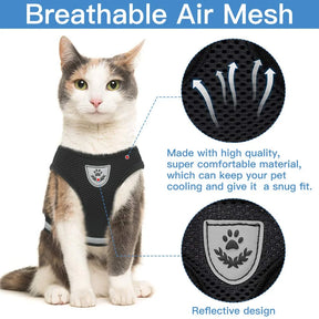 Purrfect Escape-Proof Breathable Cat Harness & Leash - Adjustable, Reflective, and Comfortable Vest for Kittens and Puppies! 🌟🐾🔒✨