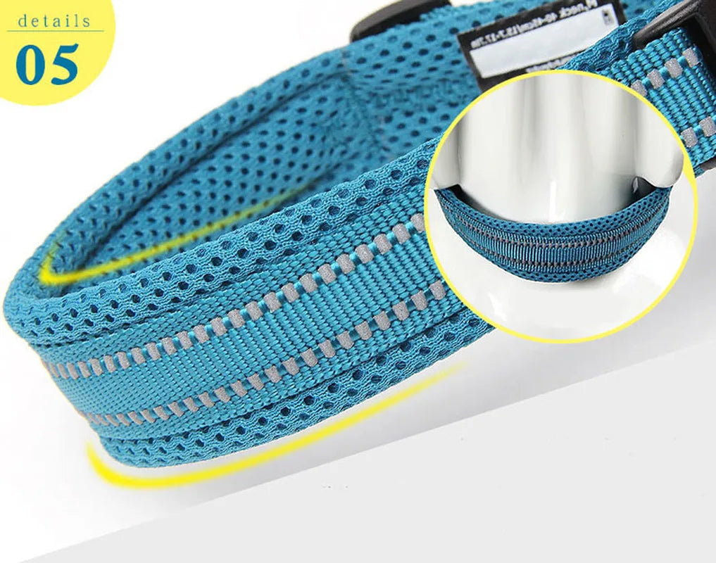 🌟 Truelove Adjustable Mesh Dog Collar: 3M Reflective, All-Weather, All-Breed Comfort 🐾 Heavy Duty & Durable 🌈 8 Sizes Available