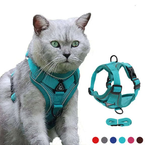 Cat Harness Escape Proof Breathable Cat Harness and Leash for Walking Outdoor Easy Control Pet Dog Cat Leash Reflective Harness