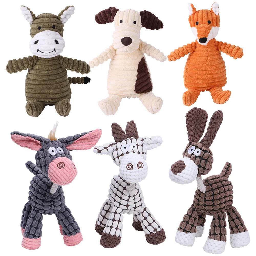 Squeak, Play, Love: Corduroy Critters - Bite-Resistant Plush Dog Toys for Pint-Sized Pups and Majestic Mutts! 🐾🦴