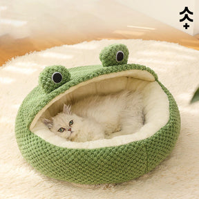 Cozy Round Frog Plush Bed: Winter Cat & Dog House 🐸🐱🐶🏠