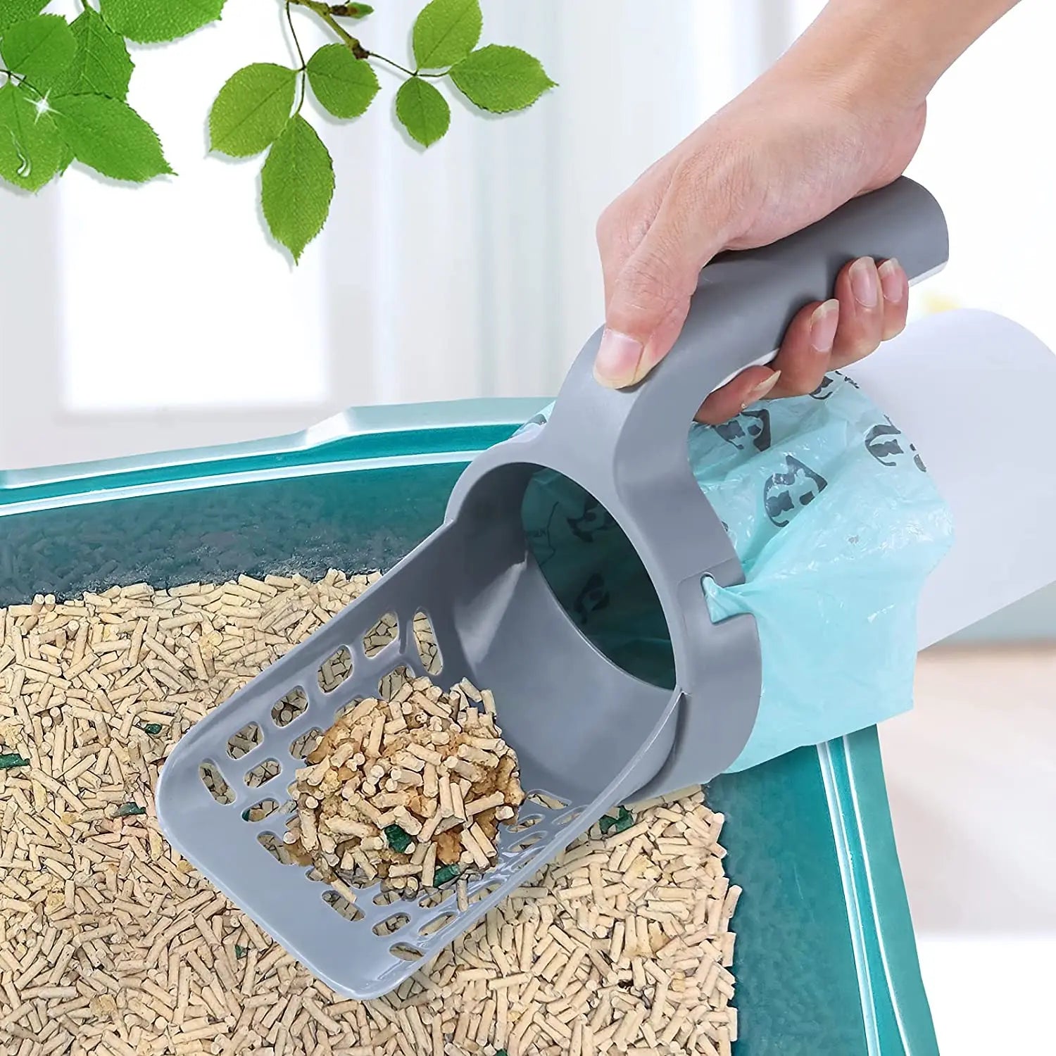 Scoop & Save: Cat Litter Shovel with Refill Bag for Purr-fectly Clean Toilets! 🐾🚽