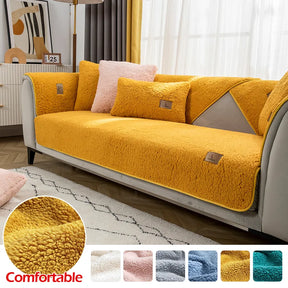 Thick Plush Sofa Cover: Modern, Soft, Anti-Slip for Winter