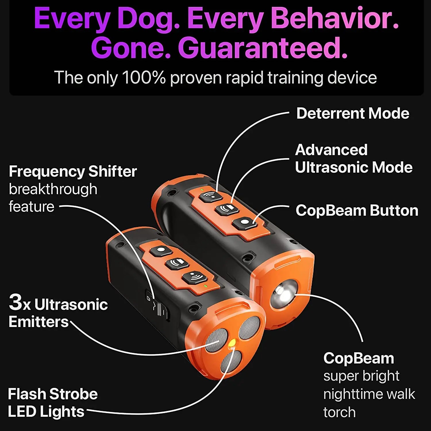 BarkSonic™ Pro Training & Bark Control Device with LED Flashlight