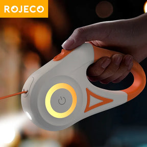 ROJECO 5M Retractable Dog Leash: LED Light, Fashionable Flexi Lead 🐕💡🏃‍♂️✨