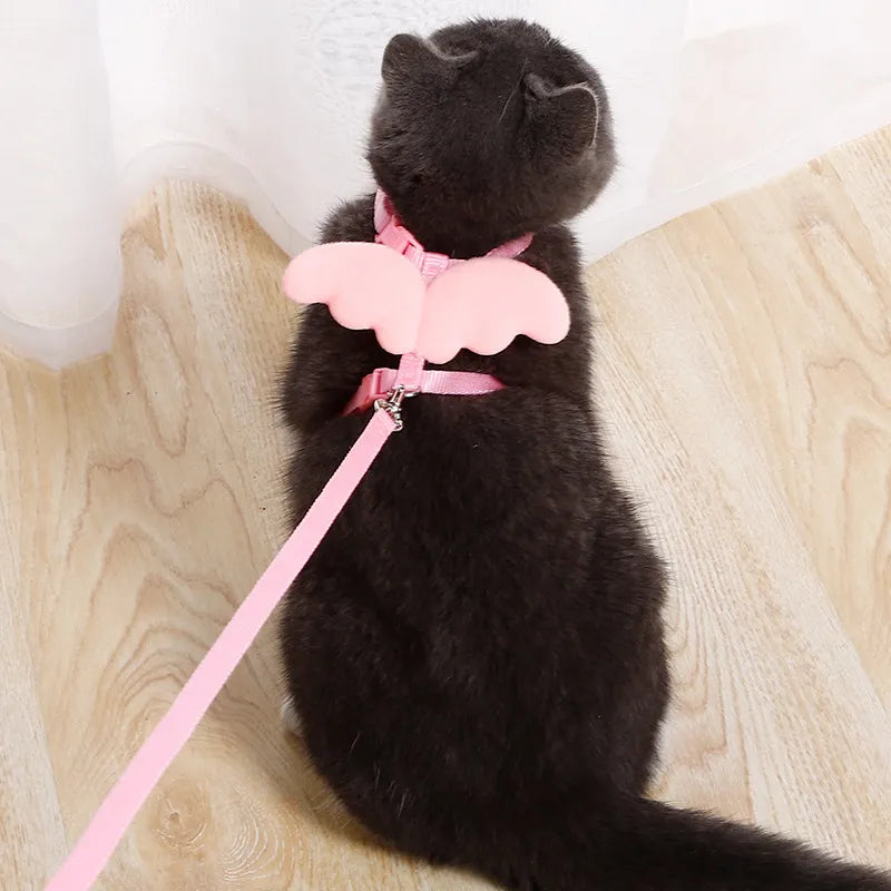 👼🐾 Heavenly Comfort: Angel Wings Cat Harness Set - Perfect for Purrfect Pets! 🐱