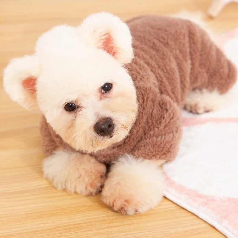 Cozy Companions: Warm Fleece Jumpsuit Pajamas for Small Dogs - Perfect for French Bulldogs, Chihuahuas, Teddies, and Poodles 🐾🧸👘