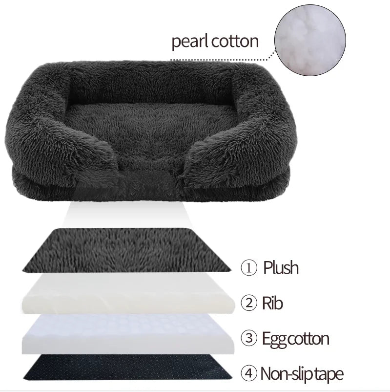 Thick Plush Large Dog Bed: Winter Sofa, Removable Pad 🐕❄️🛏️