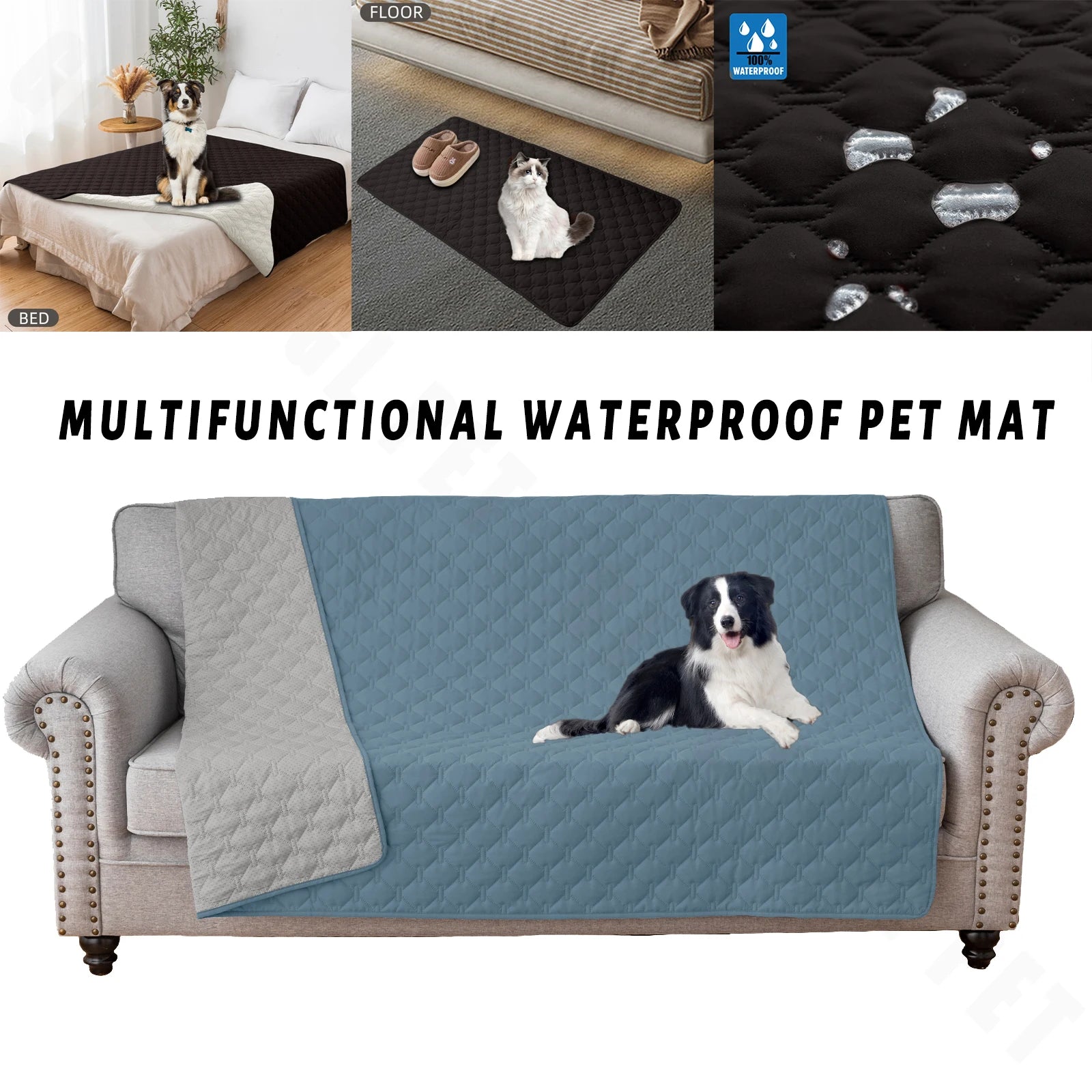 Water-Resistant Pet Bed Mat & Sofa Protector - Cute, Non-Slip Covers