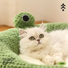 Cozy Round Frog Plush Bed: Winter Cat & Dog House 🐸🐱🐶🏠