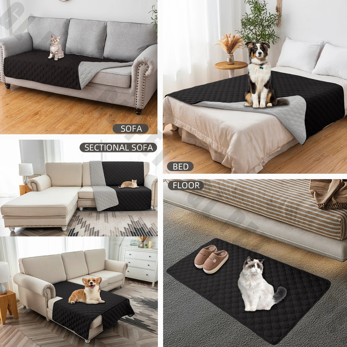 Water-Resistant Pet Bed Mat & Sofa Protector - Cute, Non-Slip Covers