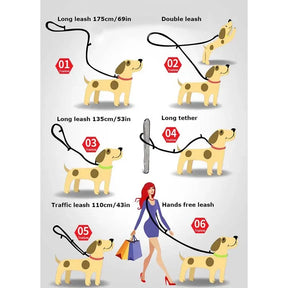 7-in-1 Multi-Function Dog Leash: Reflective, Adjustable, Hands-Free 🐕🌟🚶‍♂️